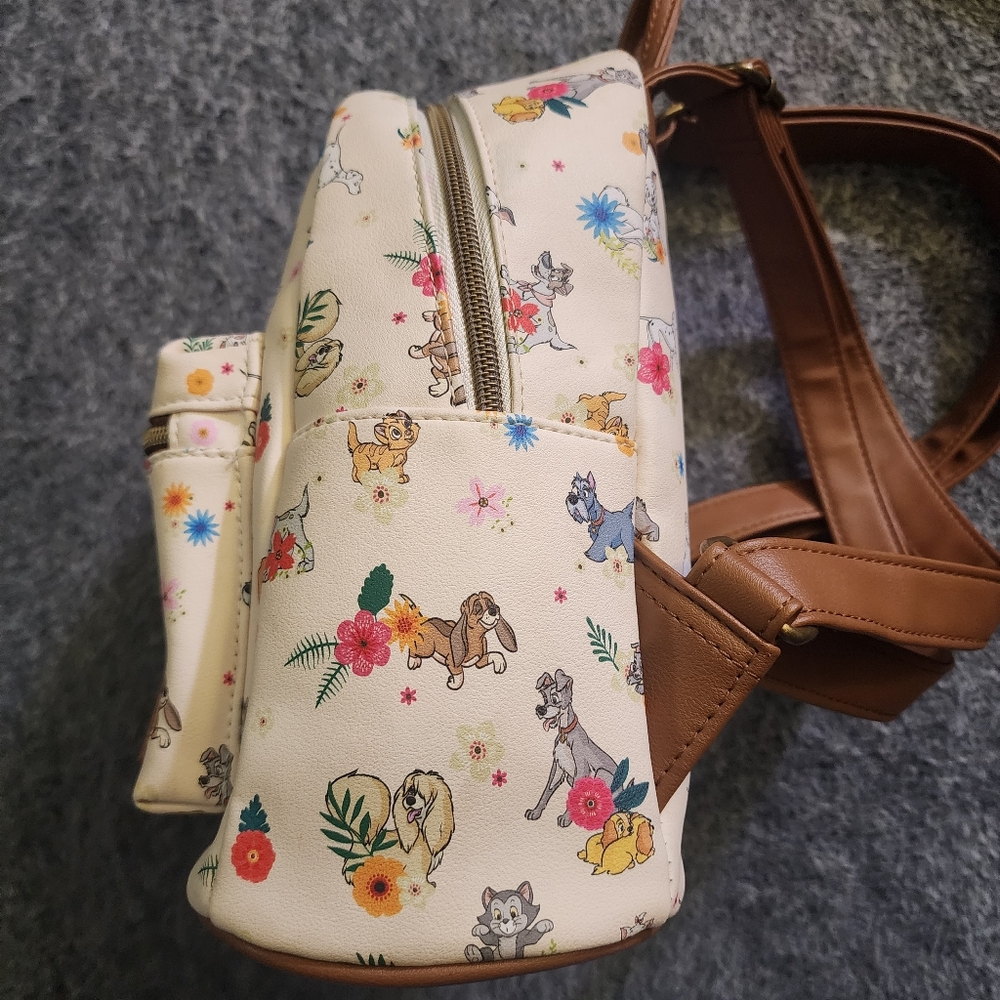 Loungefly Disney Pets Dogs & Cats Floral Backpack *FLAW - Picture 5 of 15